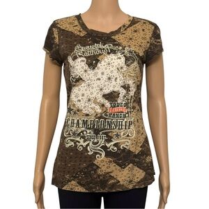 Women's  Country Round Up Rodeo Training Ranch Championship T-Shirt Large